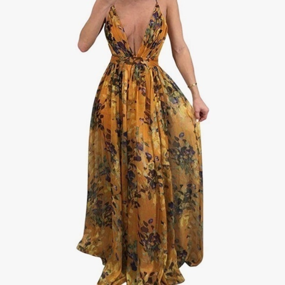 WOMENS V NECK‎ MAXI DRESS